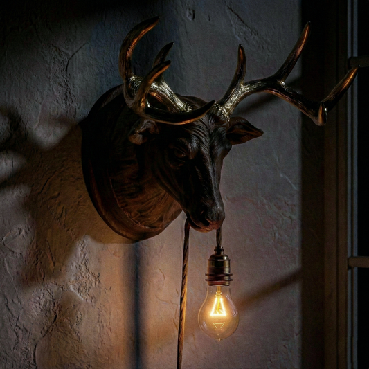 Lampada Cervo Sandalo/Oro 30% Fibre di Legno