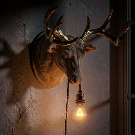Lampada Cervo Rovere/Oro 30% Fibre di Legno