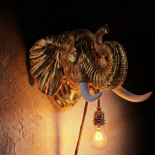 Lampada Elefante Oro/Travertino