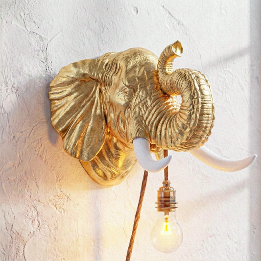 Lampada Elefante Oro/Travertino