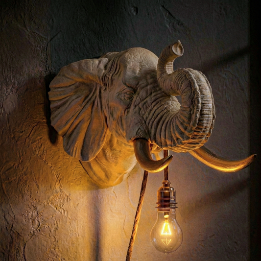 Lampada Elefante Rovere/Oro 30% Fibre di Legno