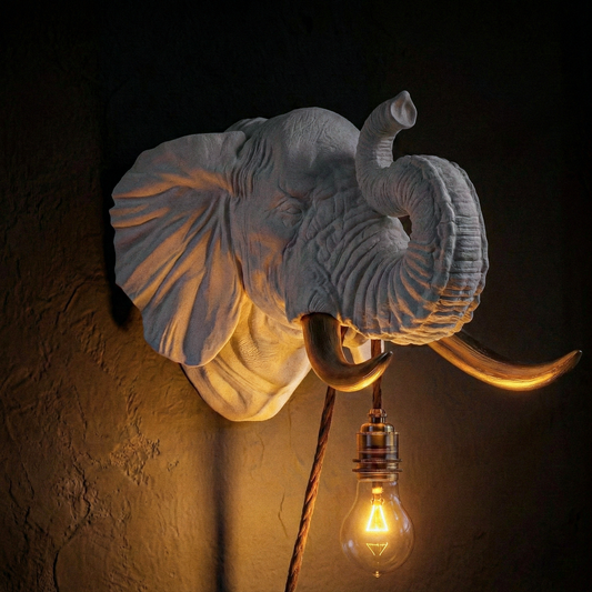Lampada Elefante Travertino/Oro
