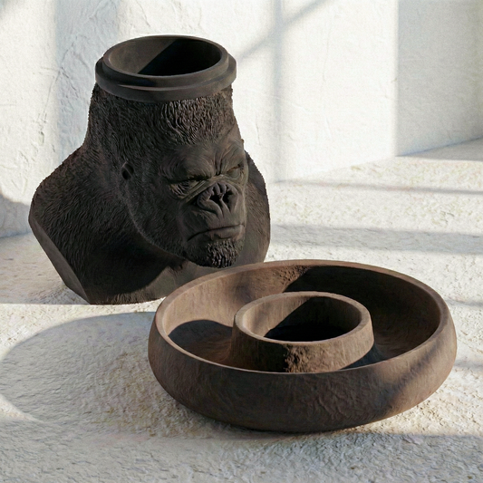 Porta-Snack Gorilla Nero/Sandalo 30% Fibre di Legno