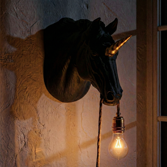 Lampada Unicorno Nero/Oro